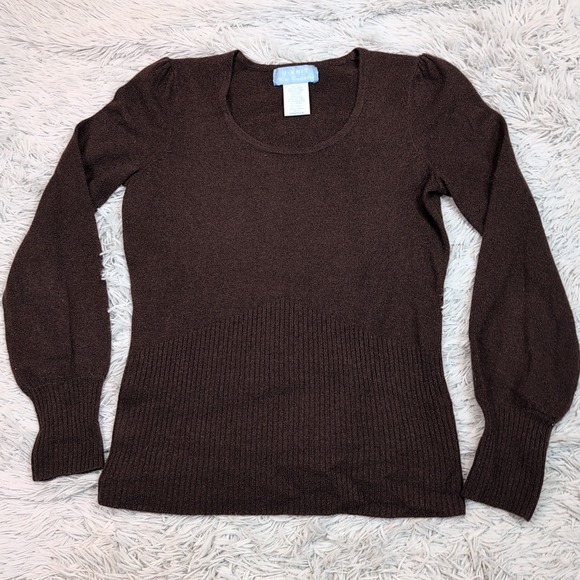 U-Knit Sweater Womens S Brown Cashmere Soft Cozy Comfort Casual Preppy - Picture 1 of 8